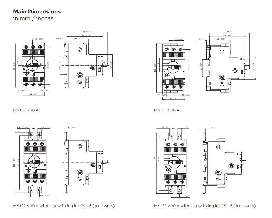 Cầu dao khởi động động cơ ABB MS132-0.16 1SAM350000R1001