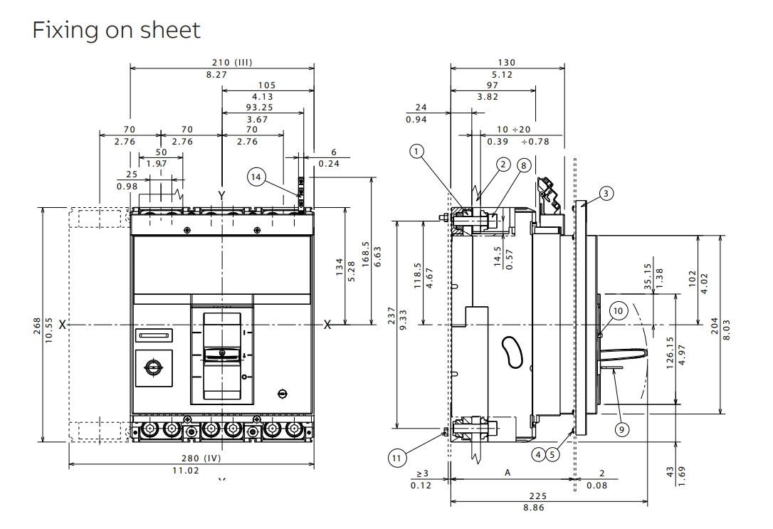 MCCB ABB XT7S 50KA 800A 3P